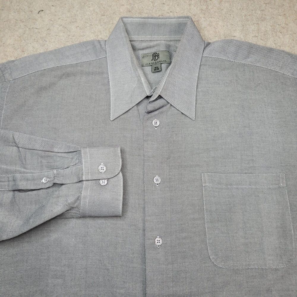 Jhane Barnes Shirt Mens 16.5 34/35 Gray Button Up Long Sleeve Casual Band Collar